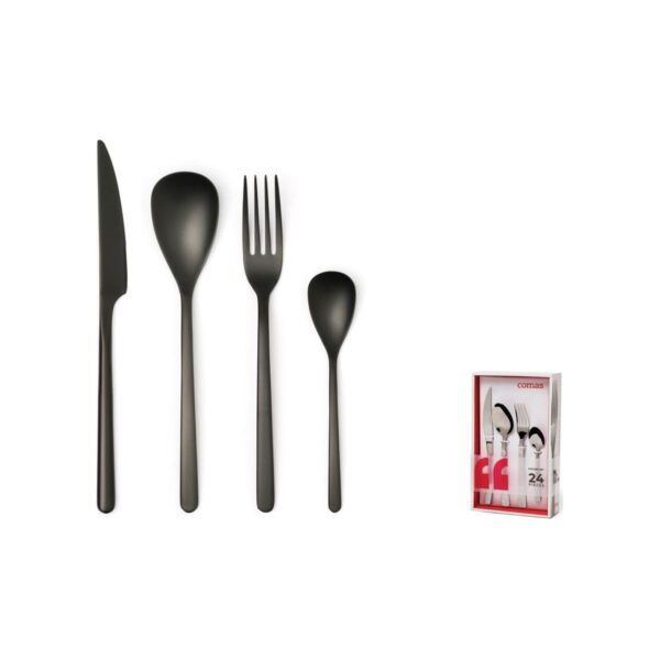 Comas Canada Vintage Black 24-piece cutlery set, 18/0 stainless steel, 4 mm thick
