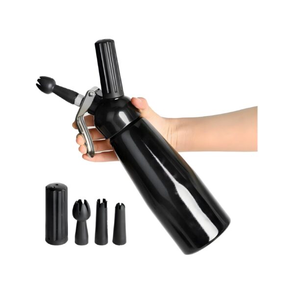 Black aluminum whipping siphon, 1 litre