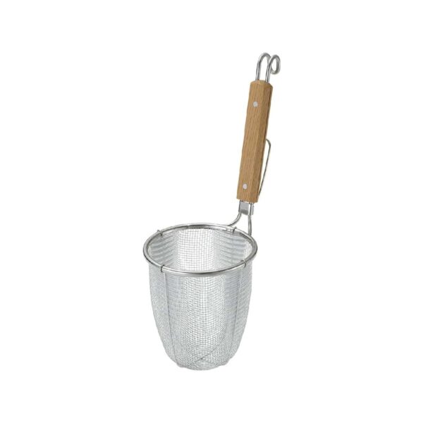 Stainless steel 18/10 pasta strainer with wooden handle, 14 cm diameter