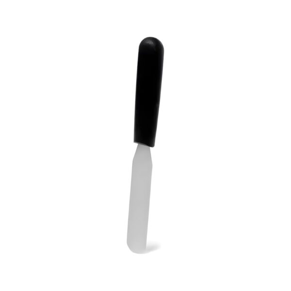 Comas straight stainless steel palette spatula with black handle, 14 cm