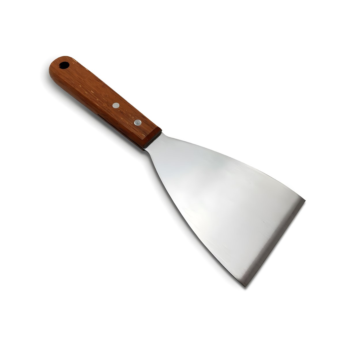 Triangular Wooden Spatula 10x13cm 3CR13 TEMNO Triangular 3CR13 steel spatula with wooden handle, 10x13 cm