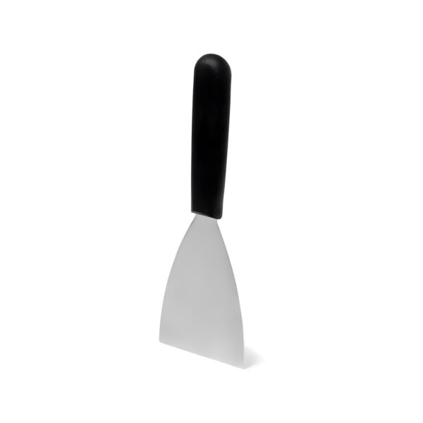 Comas triangular stainless steel spatula scraper with black handle, 8x12 cm