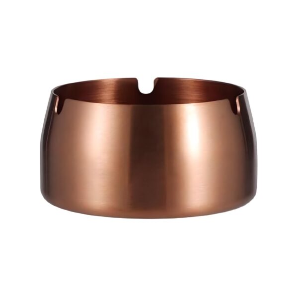 Copper-finish stainless steel windproof ashtray, 9.5 cm