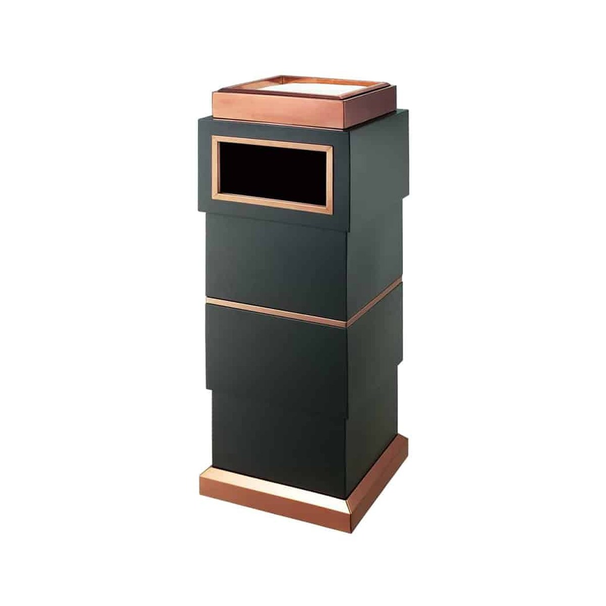 Floor Ashtray Black-Copper Heavy Duty 32x32x92cm Heavy-duty stainless steel floor ashtray in black and copper, 32x32x92 cm