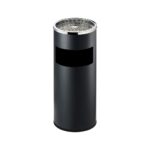 Round black stainless steel floor ashtray, 27x63 cm, 35 litre