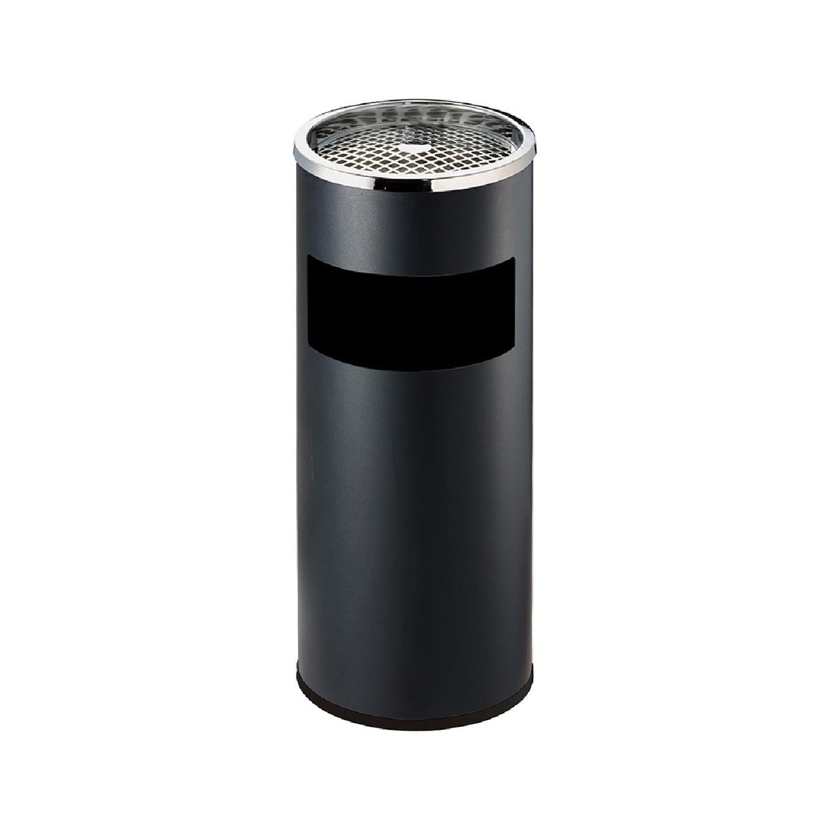 Round Floor Ashtray Black Metallic 27×63cm 35lt Round black stainless steel floor ashtray, 27x63 cm, 35 litre