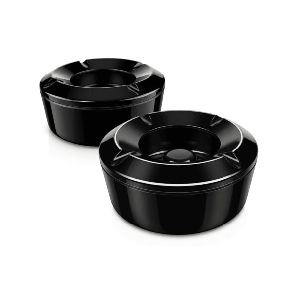 Black windproof melamine ashtray, 10.5 cm