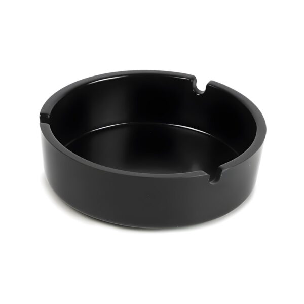 Black melamine ashtray, 10.5 cm