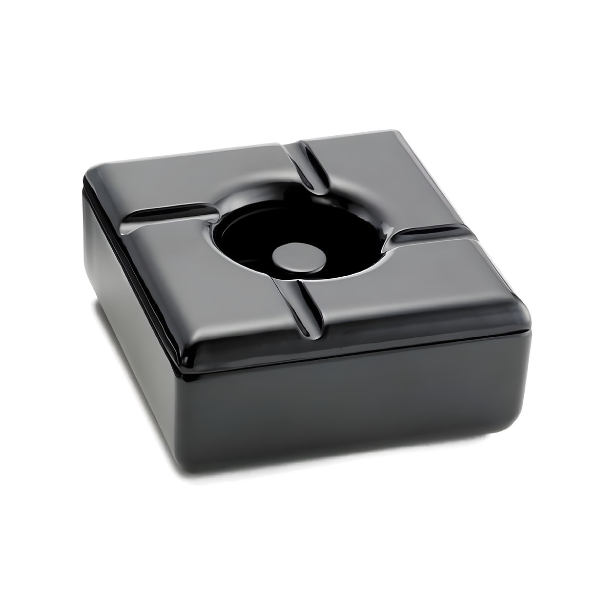 Melamine Ashtray Black Windproof Square 13cm Black square windproof melamine ashtray, 13 cm