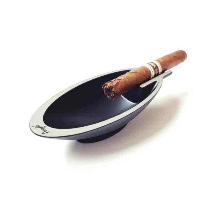 Dark grey 18/10 stainless steel cigar ashtray, 17 cm