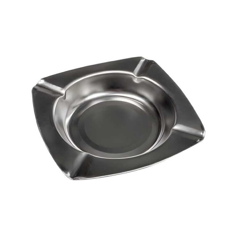 Square metal ashtray, 12 cm