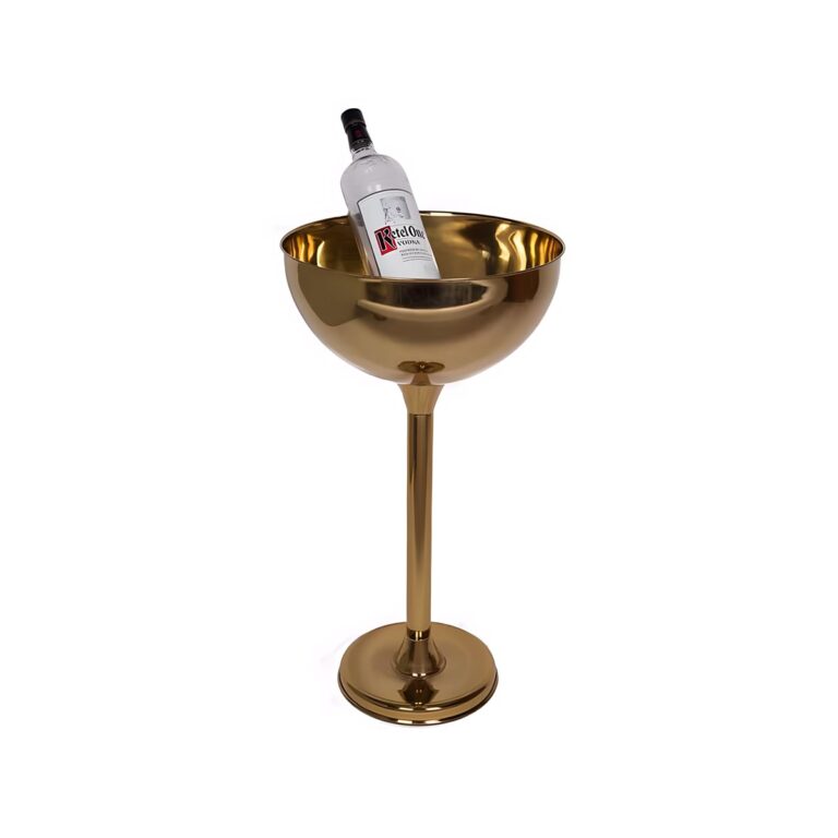 Gold-plated 18/10 stainless steel champagne bucket with stand, 46x92 cm, 25 litres