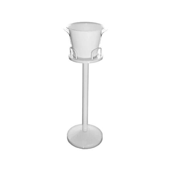 Heavy stainless steel 18/10 champagne bucket stand in matte white, 75 cm height
