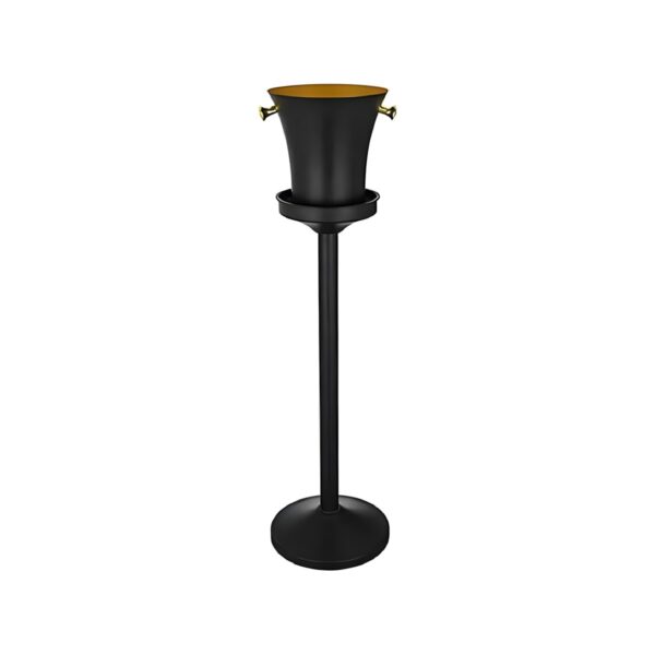 Heavy matte black 18/10 stainless steel champagne cooler stand, 73 cm