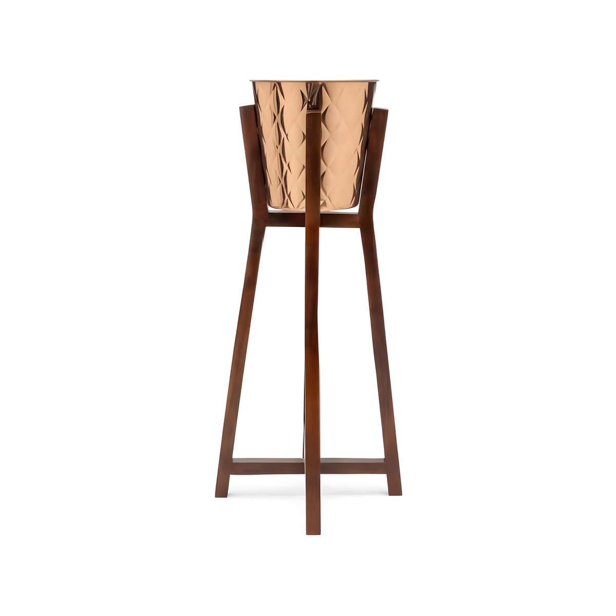 Wooden Stand With Copper Champagne Bowl 43x43x80cm 8355S Wooden stand with copper champagne bowl, 43x43x80 cm