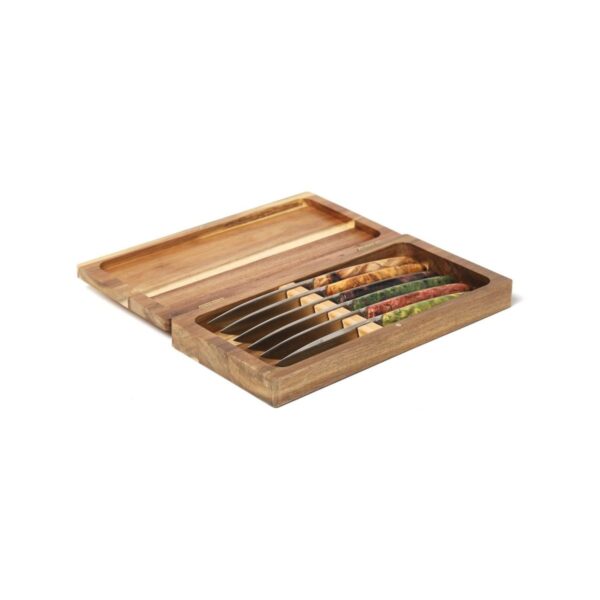 Comas acacia wood steak knife holder, 6 slots