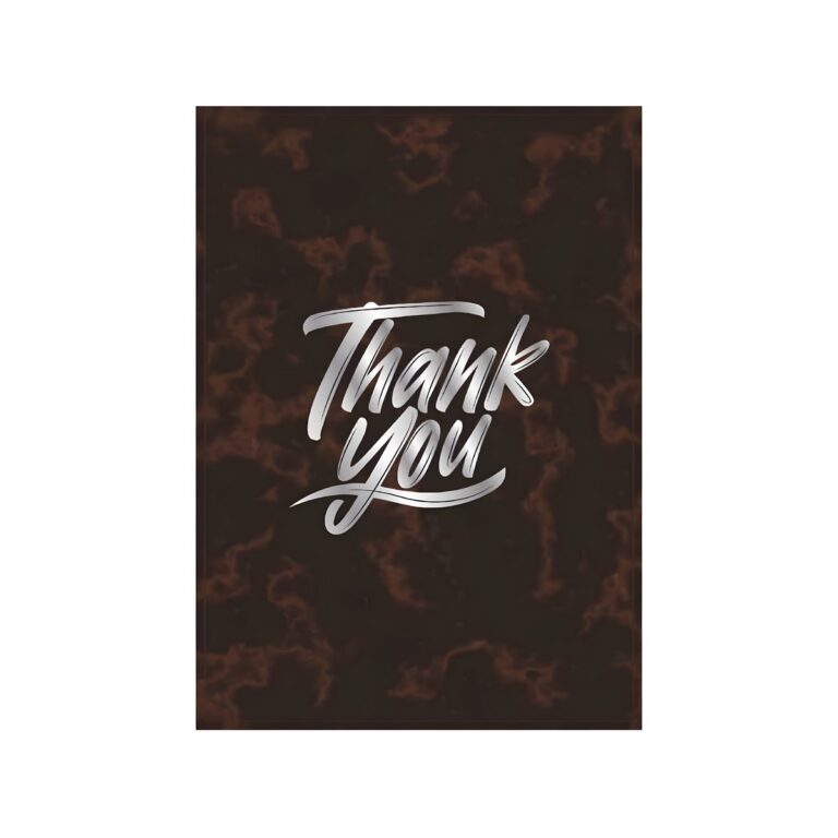 Brown vintage PU Thank You bill holder, 14x10 cm