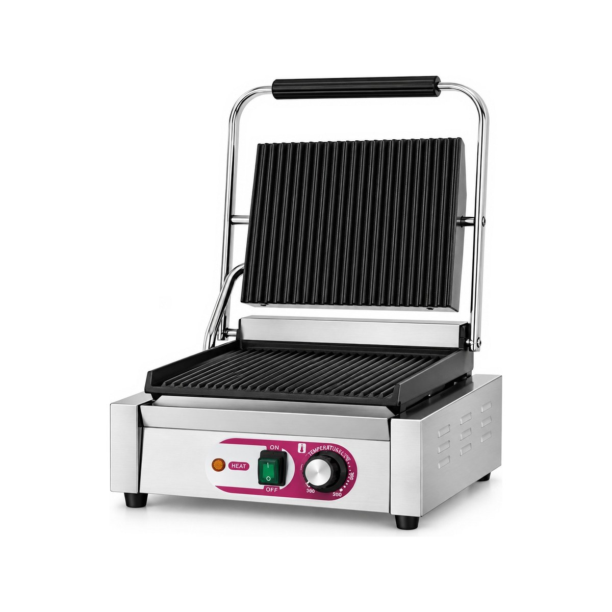 Contact Grill Professional Single Ribbed 36x31x21cm (24x28cm) 1800Watt Professional single ribbed contact grill, 36x31x21 cm, 1800 W