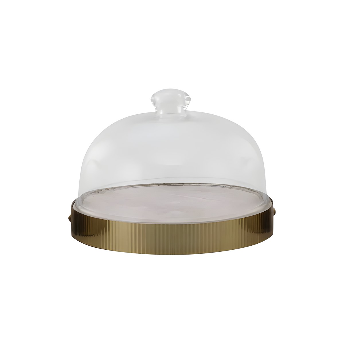 Copper Cake Pan With Glass Lid Φ26X20cm 8446M Copper-finish cake stand with glass lid, 26x20 cm