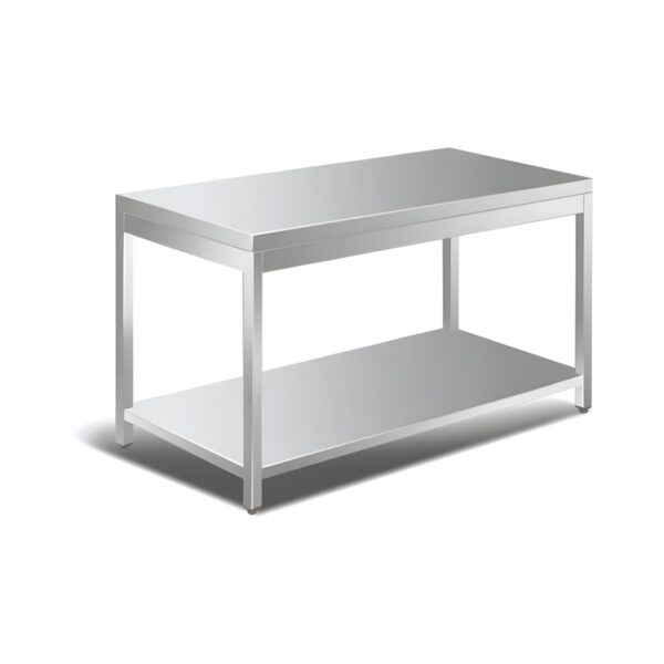 Stainless steel work table with bottom shelf, 120x70x85 cm