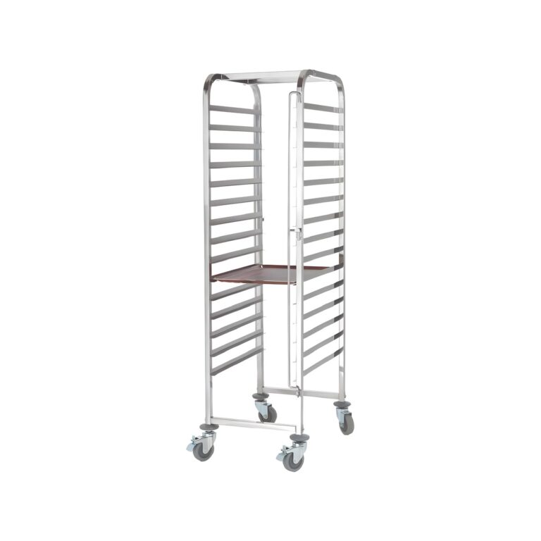 Stainless steel 18/10 trolley for 60x40 cm trays, 15 compartments