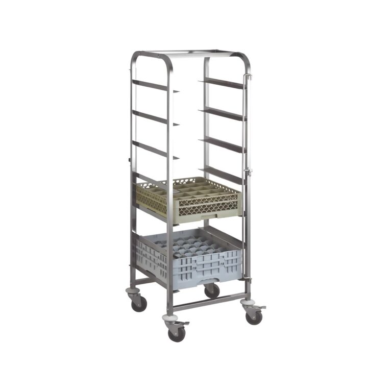 Stainless steel 18/10 trolley for 50x50 cm dishwasher baskets, 7 compartments