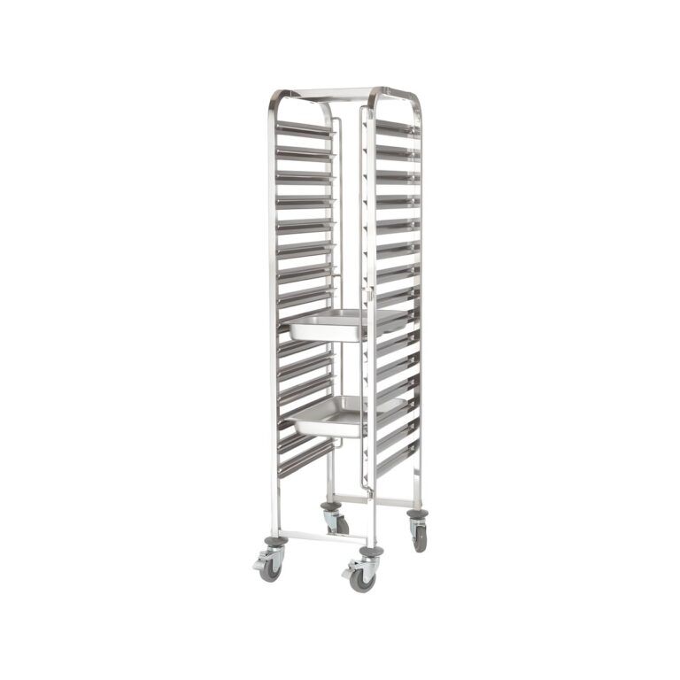 Stainless steel 18/10 trolley for GN 1/1 containers, 15 compartments