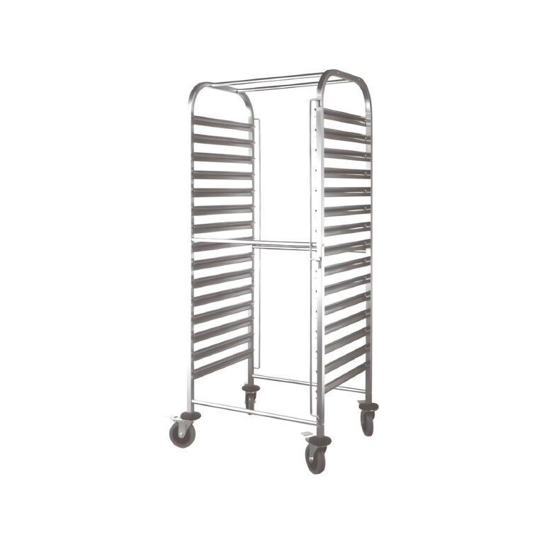 Stainless steel 18/10 trolley for GN 2/1 containers, 15 compartments