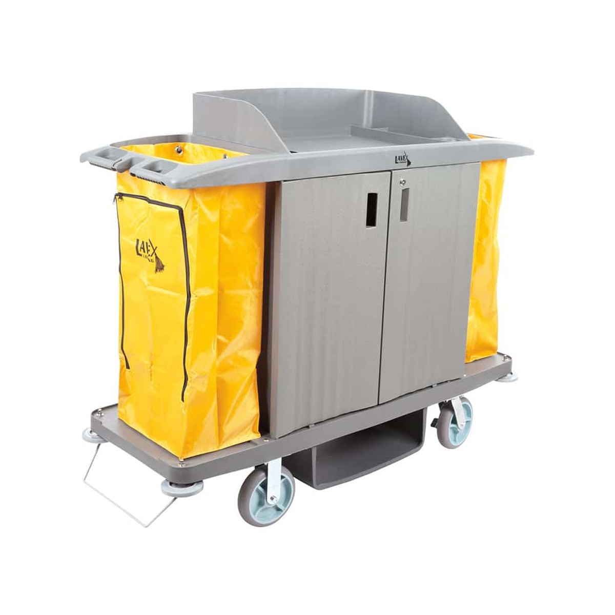 Maid Trolley With ABS Doors Gray With Two Laundry Bags 155x61x135cm Grey ABS maid trolley with doors and two laundry bags, 155x61x135 cm