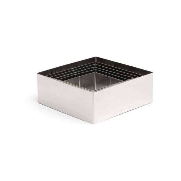 Comas square 18/10 stainless steel pastry ring, 8x8 cm