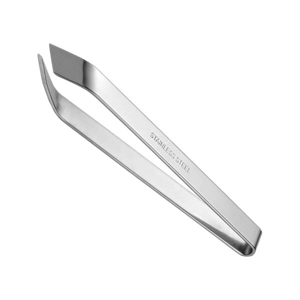 Oblique stainless steel fish tongs, 12 cm