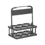Black ABS cup and bottle carrying stand with 6 compartments, 28x19x33 cm