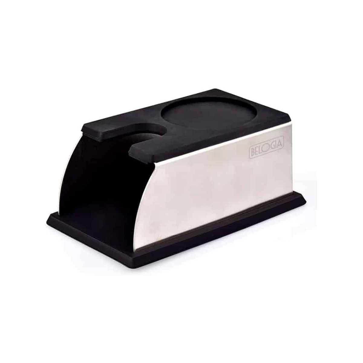 Inox-Silicone Coffee Station Tamper Base 15x10x7cm T-161 Stainless steel and silicone coffee tamping station, 15x10x7 cm