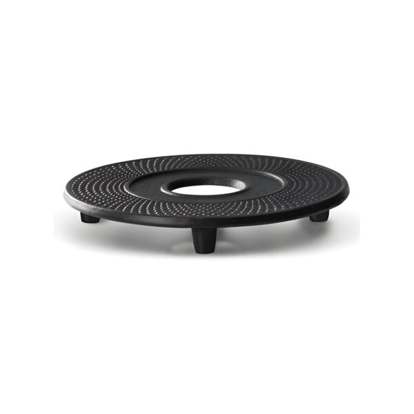Black cast iron teapot trivet, 14 cm