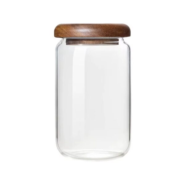 Γυάλινο βάζο 1400 ml με αεροστεγές καπάκι από ξύλο ακακίας