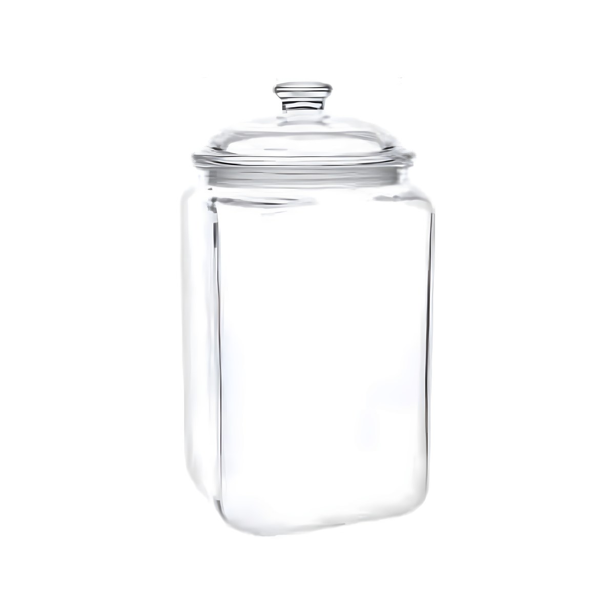 Square Glass Airtight Jar with Lid 5 L Square glass airtight jar with lid, 5 litres
