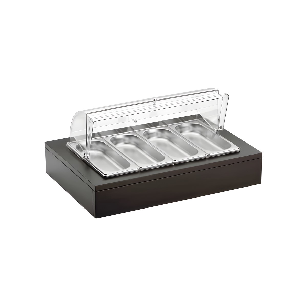 Refrigerated Buffet Showcase Pintinox 4 Compartments 1/4 47X65X32cm 51132820 Pintinox stainless steel refrigerated buffet showcase with 4 compartments 1/4, 47x65x32 cm