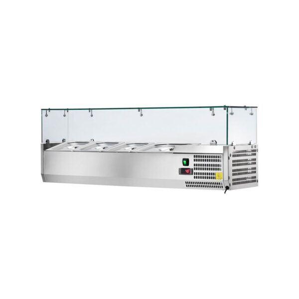 Tabletop stainless steel refrigerated display case, 120 cm, for 5 GN 1/4 pans