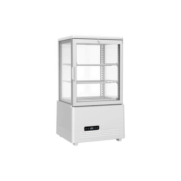 White tabletop refrigerated display case, 60 litres
