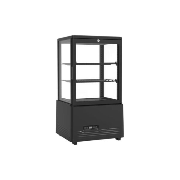 Black countertop refrigerated display case, 60 litres, 46x41x82 cm