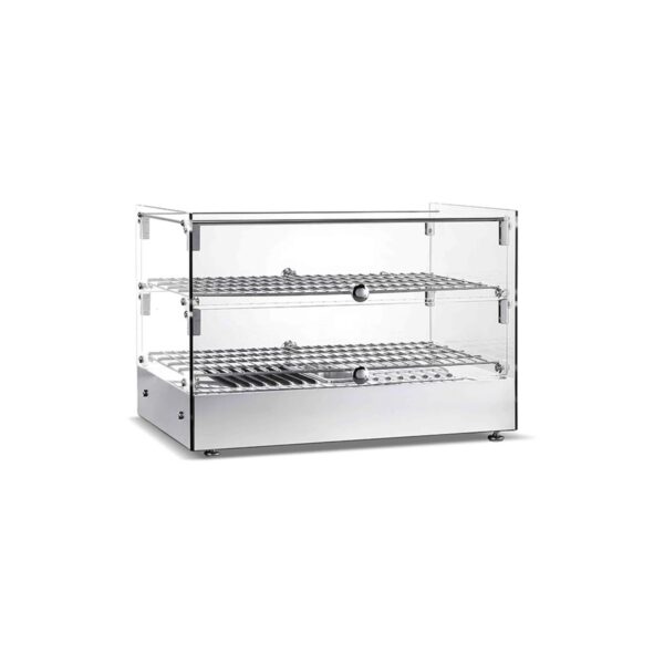 Stainless steel tabletop heated display case, 50 litres