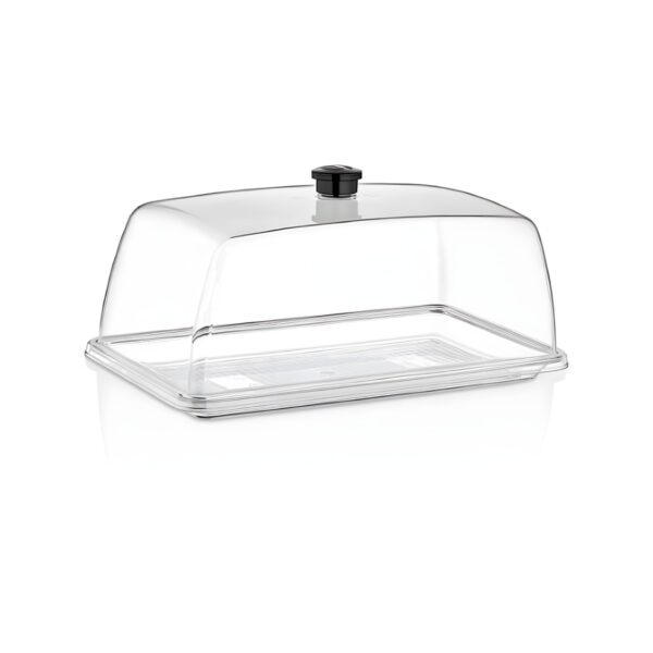 Rectangular acrylic display case with lid, 41x26 cm