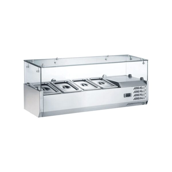 Stainless steel refrigerated display case for 4 GN 1/3 pans, 120x40x44 cm