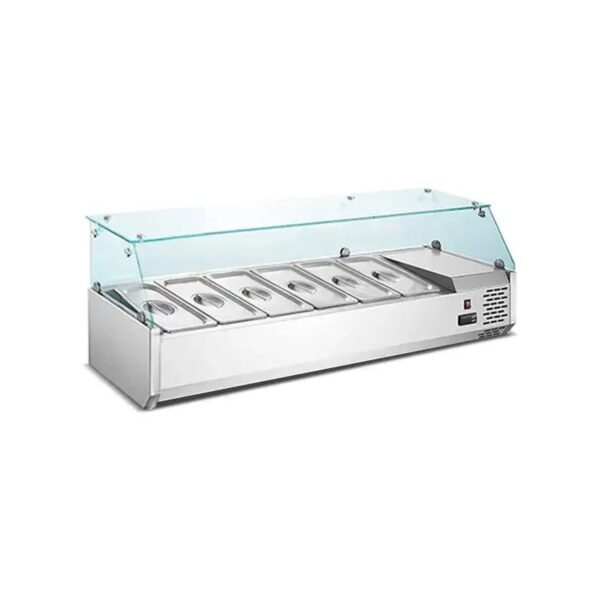 Stainless steel countertop refrigerated display, 6 GN 1/3 positions, 150x40x44 cm