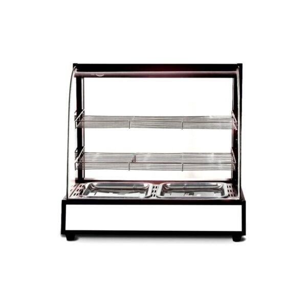 Black countertop heated display case, 2 levels, 800 W, 66x47x62 cm