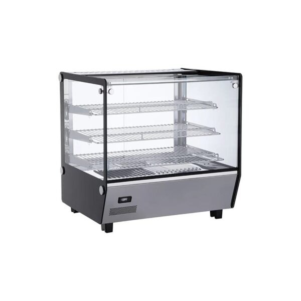 Countertop heated display in stainless steel and black, 120 litre, 68x57x70 cm
