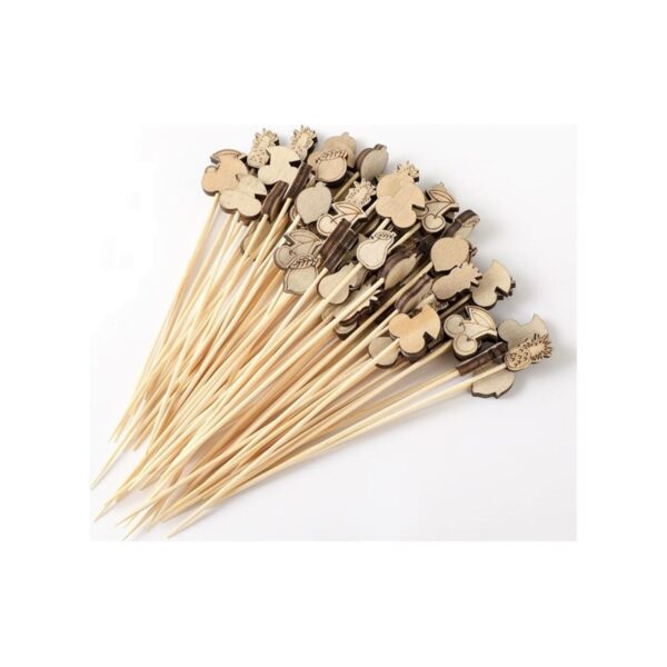 Wooden Summer Fruits decoration sticks for cocktails and food, 12 cm, 100 pieces